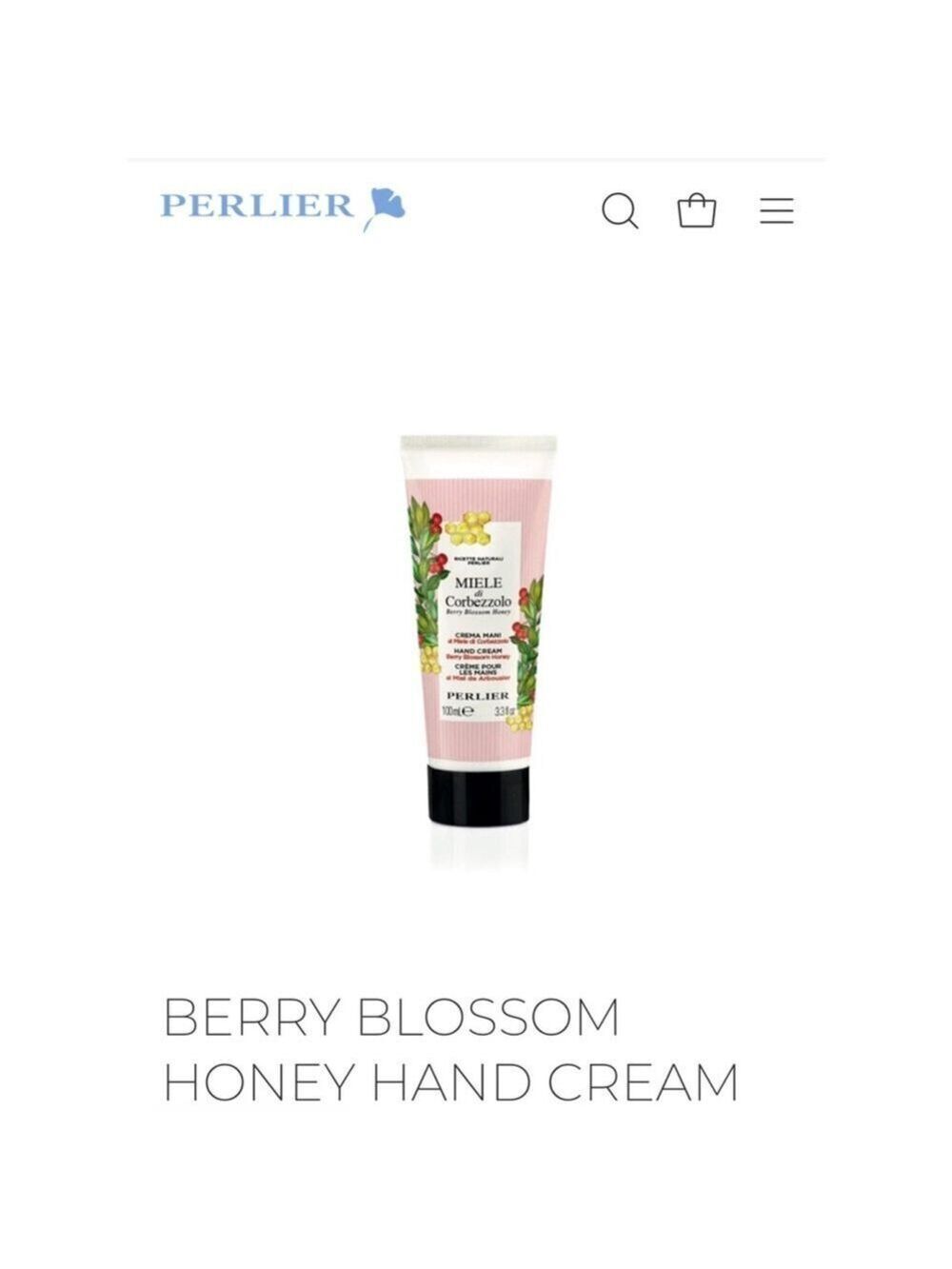 New Perlier Berry Blossom Honey Hand Cream 3.3 oz Pink